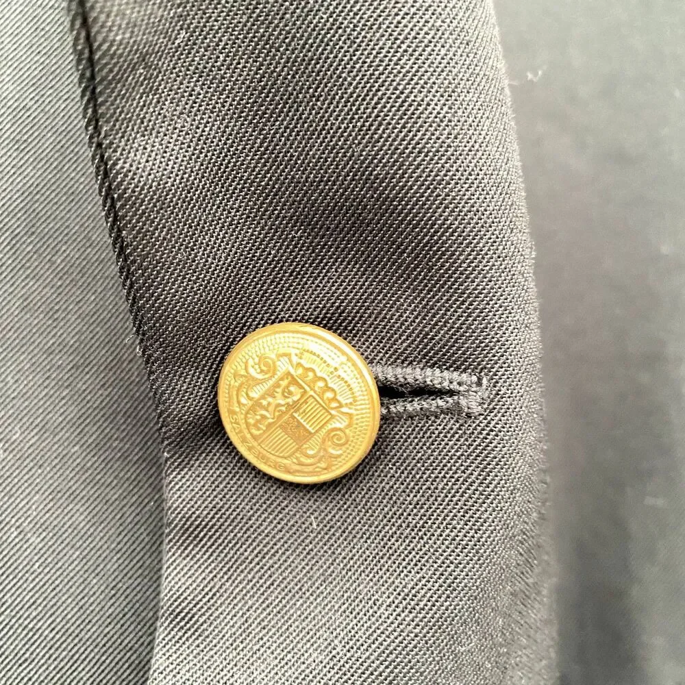 Monsieur Givenchy Mens Black Blazer Two Crest Button Front Classic‎ Size 48R
